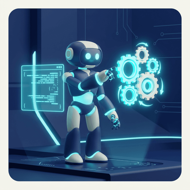 Ilustración 3D para servicio de Automatización y Vibe Coding