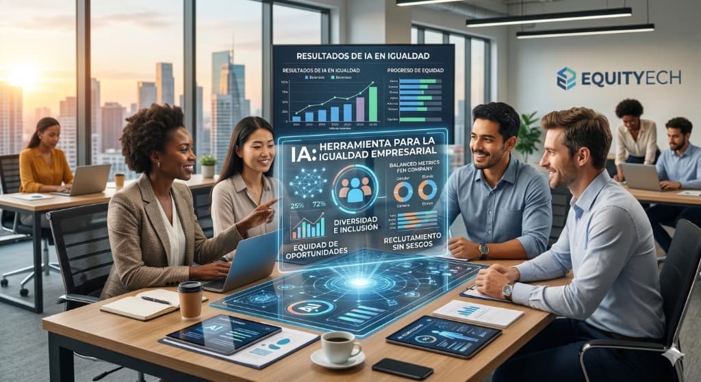 Ilustración 3D para servicio de IA para la Igualdad